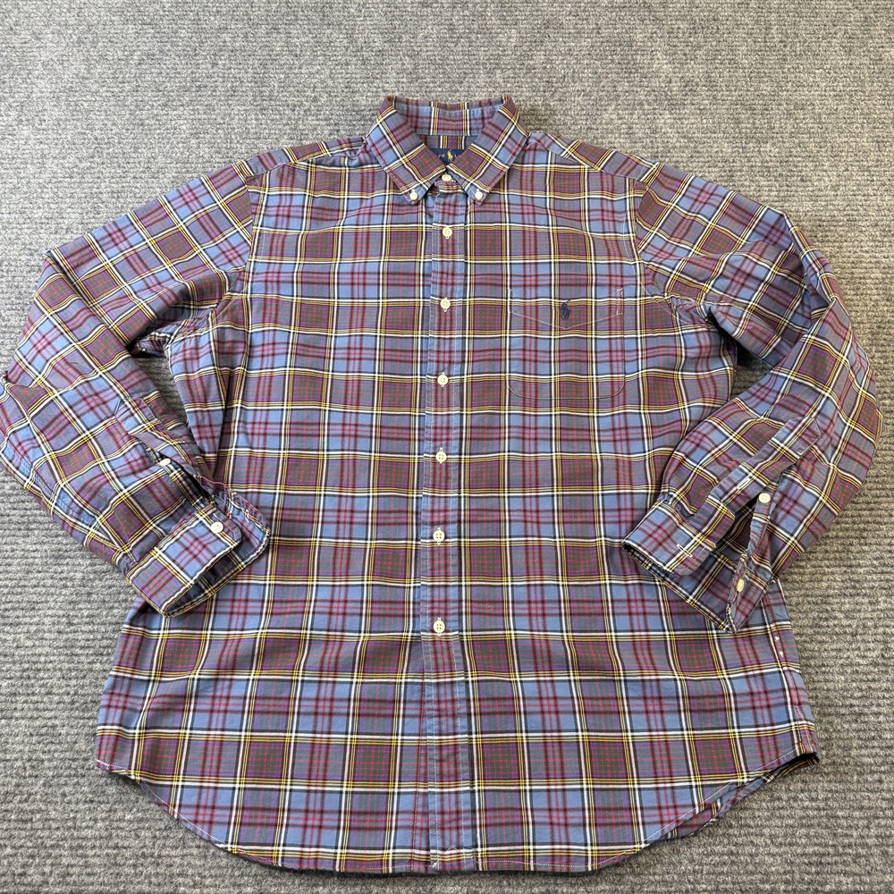 Ralph Lauren Shirt Mens Large Multicolor Plaid Button Down Long Sleeve Classic